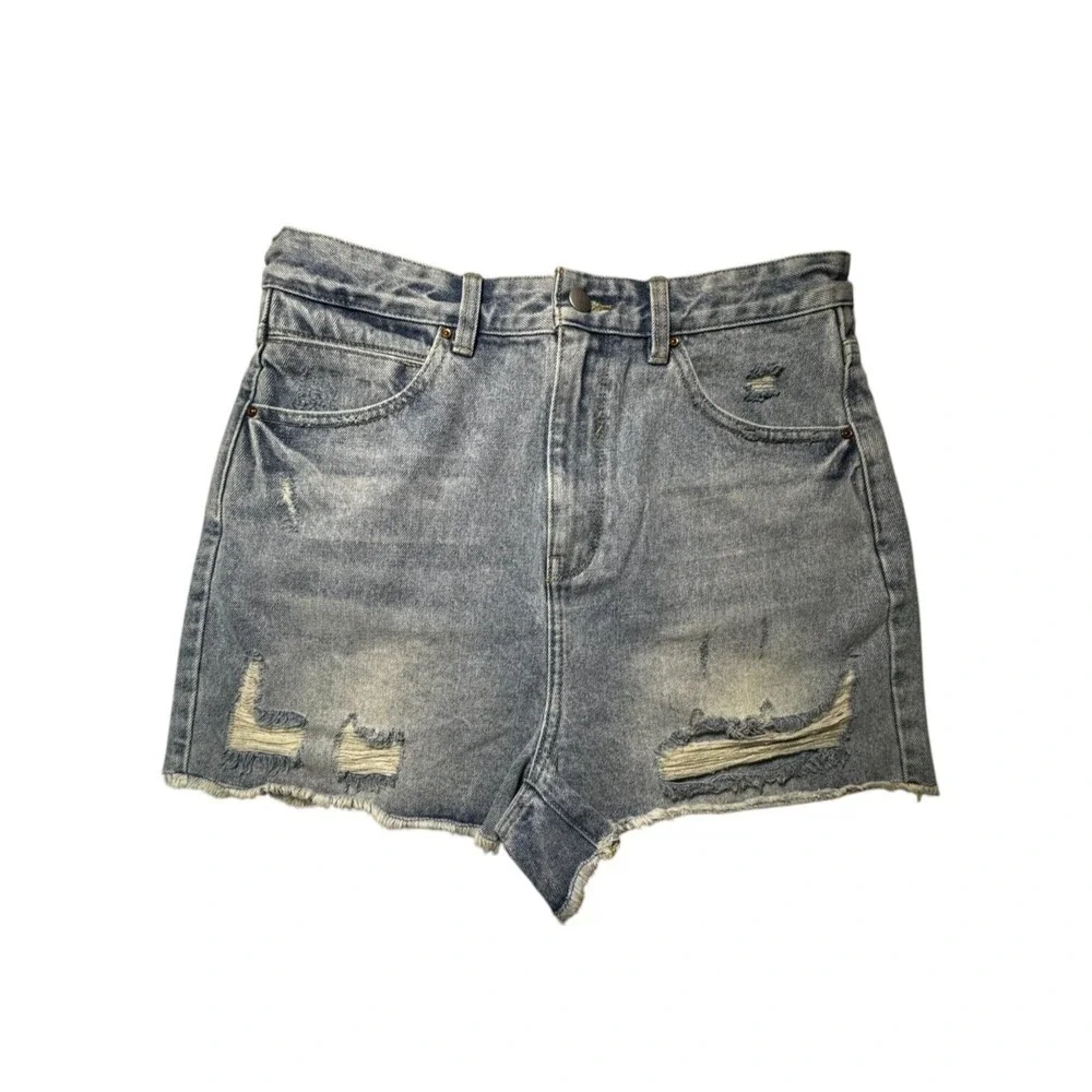 Chelsea & Violet High Rise Cut Of Raw Hem Denim Shorts Sz 32 Y2K 90s‎ Spring NWT